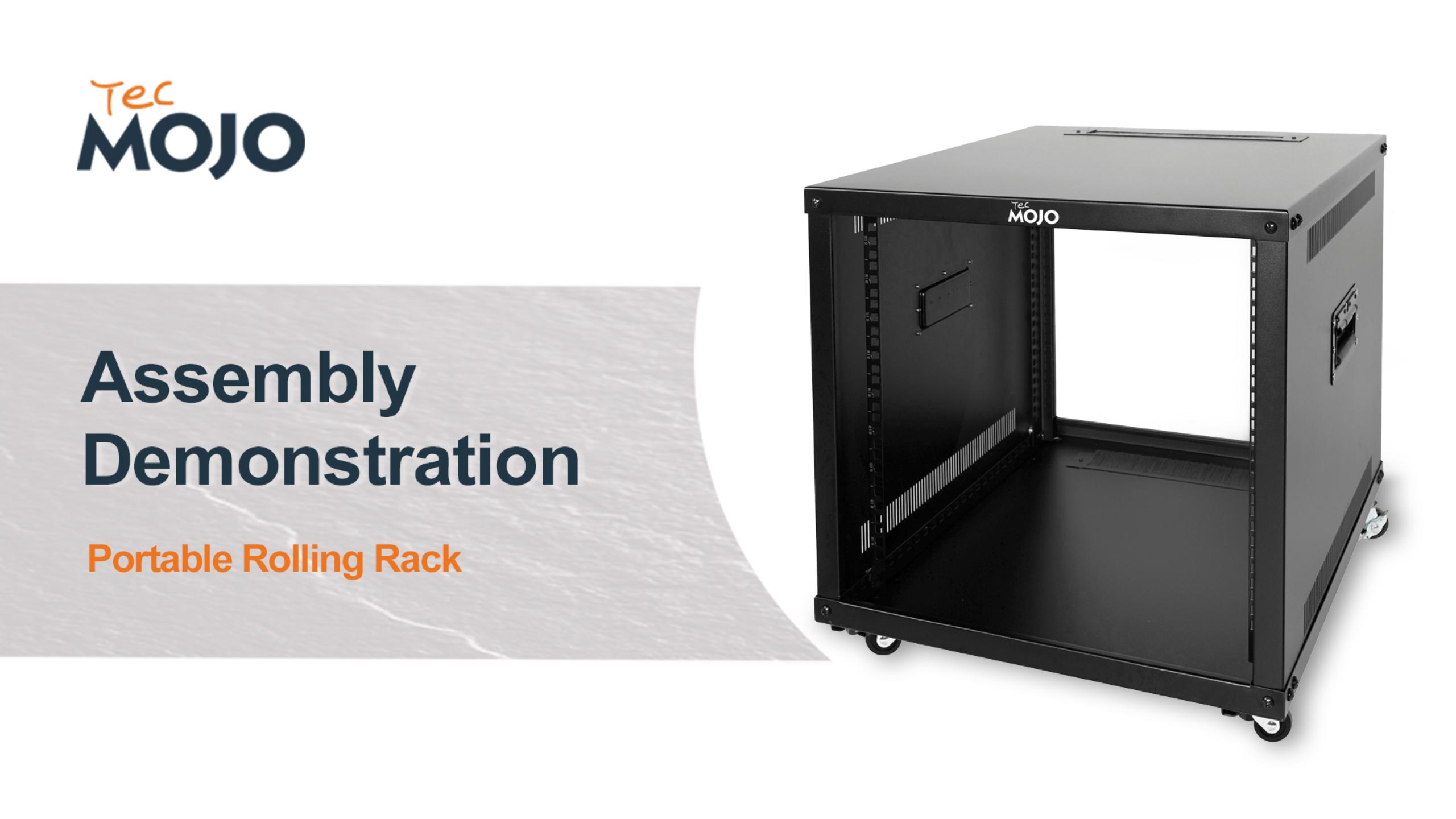 Tecmojo 9U Portable Rolling Network Rack, 4-Post Mobile Open Frame